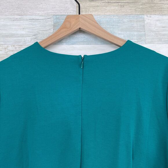 Eloquii Cut Out Peplum Blouse Green Stretch Ponte Knit Womens Plus Size 18 - Picture 4 of 10